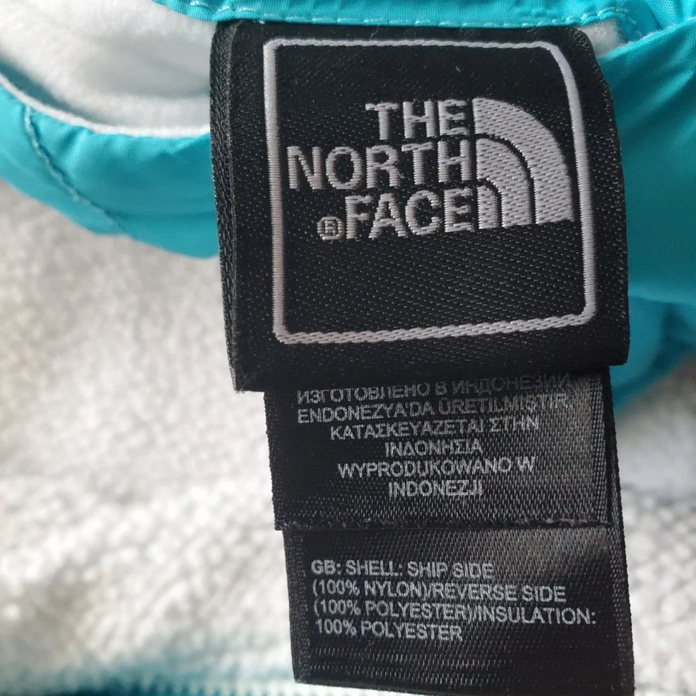 The North Face Girls Reversible Fleece Hooded Jacket Girls Large 14/16 Turquoise